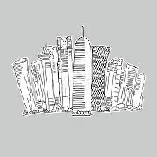 Doha Qatar Skyline Drawing Hebstreits Sketches Skyline Drawing Qatar Skyline Qatar National Day Drawing