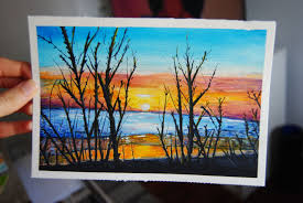 Your orange beach sunset stock images are ready. Original Sunset Beach Landscape Watercolor Illustration Summer Home Decor Wall Art Painting Orange Blue