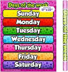 We did not find results for: Amazon Com 17 X 22 School Smarts Laminated Days Of The Week Wall Poster For Preschool Kids Perfect For Back To School Large Durable Display Of Weekday Names For Use In Homeschool Or