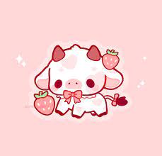 Kawaii Strawberry Cow Matte Vinyl Sticker Stickers Cute - Etsy