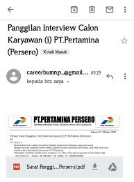 Lowongan kerja pertamina ep about pertamina ep pt pertamina ep (pep) is engaged in managing the upstream oil the opration of those regions comprise 12 field areas, namely rantau, pangkalan susu, lirik, jambi, prabumulih and pendopo in sumatra, subang, jatibarang and cepu in. Anda Terima Surat Panggilan Tes Kerja Di Pertamina Cek Faktanya