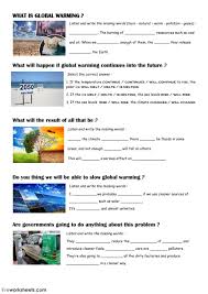 Global Warming Interactive And Downloadable Worksheet You Can Do The Exercises Online Or Downlo Global Warming Climate Change Effects Global Warming Solutions