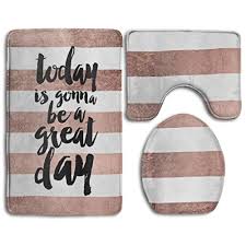 Shop for rose gold bathroom accessories at bed bath & beyond. Buy Ufashional Quote Great Day Typography Rose Gold Stripe Non Slip Bathroom Bath Mat Rug Set 3 Piece Bath Set Pedestal Rug Lid Toilet Cover Bath Mat Decoration 3 Sets Perfect