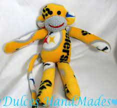 Steelers Monkey Plush Toy Handmade Stuffed Animal Doll Baby Etsy Handmade Stuffed Animals Monkey Plush Toy Handmade Sock Monkey