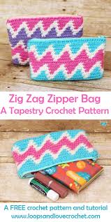 Zig Zag Zipper Bag A Tapestry Crochet Pattern Loops Love