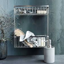 Meuble colonne de toilettes avec rangements coulissants. Etagere De Rangement Metal Argente Inox Pour Salle De Bains