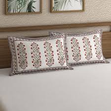 Dahlia pillow is a truly beautiful design. Buy Off White Screen Print Floral Pattern Pillow Covers Set Of 2 Online In India Wooden Street