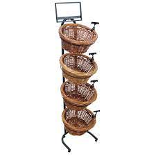 The wire design is simple yet very nice and sturdy as well. Black Metal 4 Tier Basket Stand With 4 Brown Wicker Baskets 15 L 16 W X 51 H