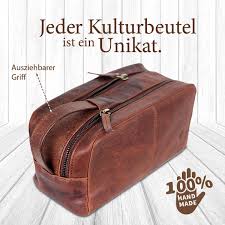 Was muss ein guter kulturbeutel alles mitbringen? Grosse Leder Kulturtasche Fur Damen Und Herren Kulturbeutel Mit Griff Corno D Oro
