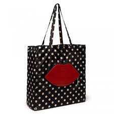Dot Foldaway Red Lips Shopper Totes Handbags Lulu Guinness