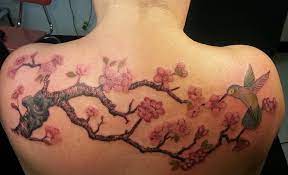 Cherry Blossom Hummingbird Back Tattoo Cherry Blossom Tattoo Tattoos Blossom Tattoo