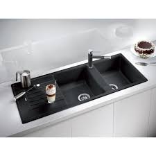 black kitchen sink, black granite sink