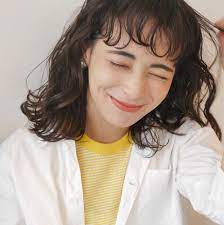 ゆるふわパーマ くせ毛風 ミディアム パーマ ecouter 井浦果歩 499258 hair ミディアム パーマ 前髪パーマ ゆるふわパーマ ミディアム