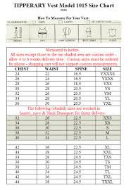 Tipperary Size Charts