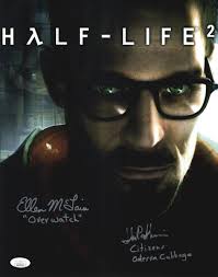 Ellen McLain & John Patrick Lowrie Signed 11x14 Half Life 2 Valve Photo JSA  COA