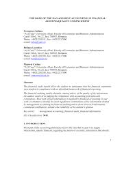 Learn vocabulary, terms and more with flashcards, games and other study tools. Pdf The Role Of The Management Accounting In Financial Auditing Quality Enhancement