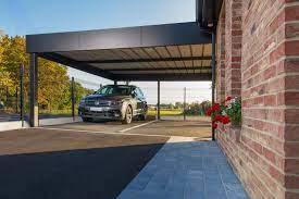 Carport Semi Adosse En Aluminium Soude Extention Maison Mobilier Exterieur Ports De Voiture