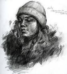 Work in progress images from a 2-mirror self portrait I'm working