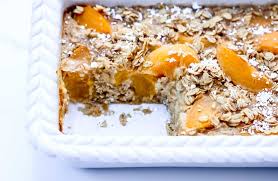 For peach cobbler oatmeal recipe, all you need is 1/2 cup flour, 1/2 tbsp salt, 1/2 cup baking soda, 1/2 cup baking powder, 1/2 cup butter, 1 tbsp sugar; Oatmeal Peach Cobbler Bake Shaw Simple Swaps