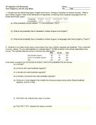 A worksheet to practice exam style questions on two way tables. Venn Diagrams And Two Way Tables Worksheet Fill Online Printable Fillable Blank Pdffiller