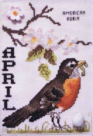 April Bird Of The Month Birds Of The Month April American Robin Cross Stitch Pattern By Stoney Creek Cross Stitch Bird Cross Stitch Animals Cross Stitch Patterns