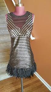 Nanette Lepore Feather Silver And Blk Dress Sz4 Dresses Event Dresses Special Event Dresses
