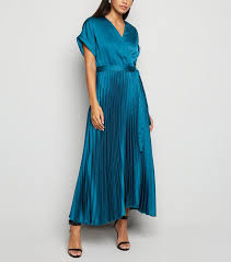 Black And Teal Dress Black Satin Pleated Midi Dress In 2020 Teal Midi Dress Midi Dress Outfit Pleated Midi Dress