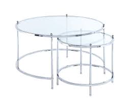 Nowadays it's widely used to give coating on any material. Convenience Concepts Royal Crest Nesting Round Coffee Table Clear Glass Chrome Frame Buy Online In Angola At Angola Desertcart Com Productid 147440758