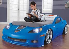 Has been added to your cart. 733538830992 Step2 Corvette Convertible Toddler To Twin Bed With Lights Blue