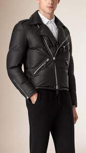 Men S Designer Outerwear Burberry Official Biker Jacket Jackets Leather Jacket