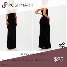 Prettylittlething Black V Plunge Maxi Dress Plunge Maxi Dress Dresses Maxi Dress