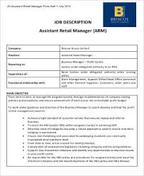 The retail assistant generally acts as the liaison between the customer and the sales manager or person. Free 8 Retail Manager Job Description Samples In Ms Word Pdf