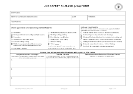 Job Safety Analysis Form Hazard Analysis Job Analysis Task Analysis