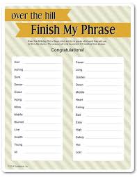 Senior Citizen 60th Birthday Party Ideas For Mom Philippines Printable Over The Hill Finish My Phrase 65th Birthday Party Ideas 50th Birthday Games 90th Birthday Parties
