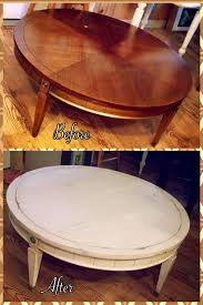 Vintage Round Coffee Table Makeover Antiques And Distresses In White Before And After Coffee Table Attic Flooring Attic Storage