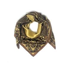 Ellen Tracy Gold And Brown Silk Paisley Pinecone Scarf Etsy Brown Silk Gold Scarf Etsy Scarves