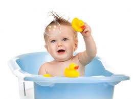 Smiling kid in bathroom on blue background. 39 489 Baby Bath Stock Photos Free Royalty Free Baby Bath Images Depositphotos