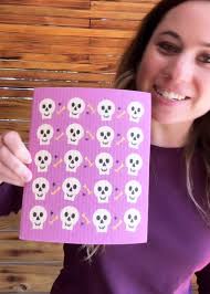 Purple Skeleton Halloween Swedish Dish Cloth