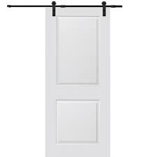 Mmi Door 32 In X 80 In Primed Molded Mdf Carrara Sliding Barn Door With Hardware Kit Z0364373 Barn Door Hardware Interior Sliding Barn Doors Barn Door