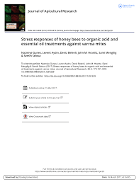 Pdf Stress Responses Of Honey Bees To Organic Acid And