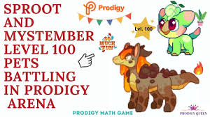 Prodigy Math Game Sproot And Mystember Level 100 Pets Battling In The Prodigy Math Game Prodigy Math Math Games