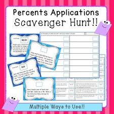 Percent Applications Scavenger Hunt Task Card Activity 7 Rp 3 Task Card Activities Teaching Middle School Maths Algebra Resources