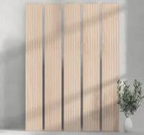 ULTRALIGHT Flexible Lightweight White Oak Acoustic Wood Slat Wall Panels  with Beige Felt Backing - White Oak / Beige / 94.5 in x 59 in