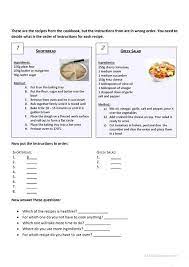 Esl Recipe Worksheets Reading Comprehension Worksheets Math Addition Worksheets Comprehension Worksheets