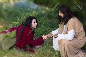 イエスは、赦しを乞うと癒しのローブに触れる後悔している罪人の女 の写真素材・画像素材. Image 70853728.