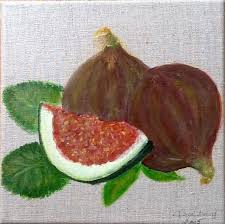 Petit Tableau Sur Lin Serie Les Fruits D Ete 3 Les Figues Acrylique Peintures Par Magaline Arts Figues Toile De Lin Petits Tableaux