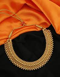 Gold Finish Maharashtrian Thushi Necklace For Women Gold Mangalsutra Designs Gold Jewelry Fashion Gold Necklace Designs