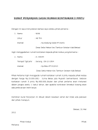 Nama contoh mou, perjanjian kerja sam. Surat Perjanjian Gadai Rumah Kontrakan 3 Pintu