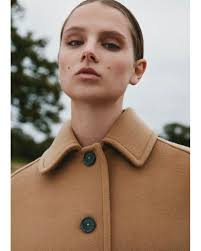 ME+EM Wool-Blend Engineered Seam Cape Coat in Green