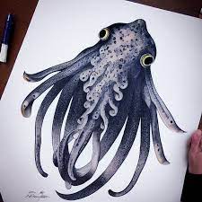 prompthunt: realistic cuttlefish tattoo on white paper
